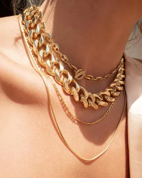 18K Gold Cuban Chunky Chain Necklace