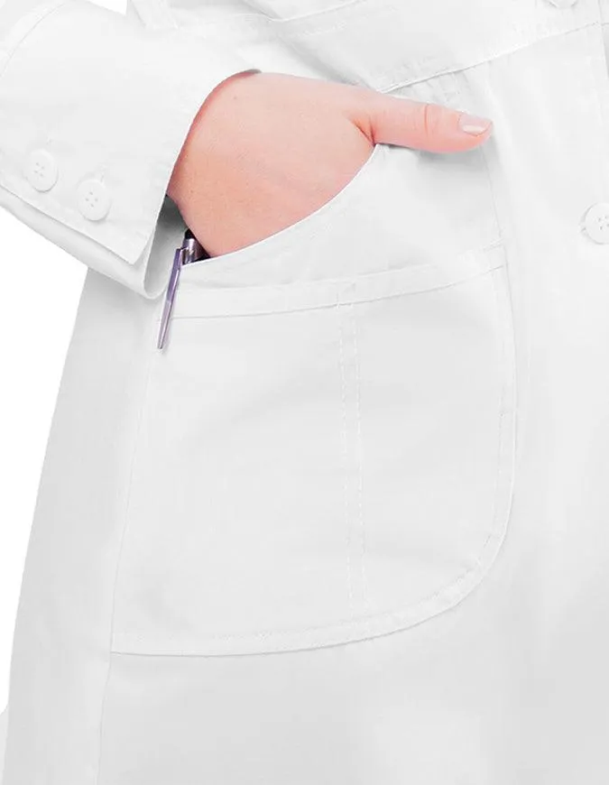 Adar 32 Inches Women's Multi Layered Pockets White Lab Coat