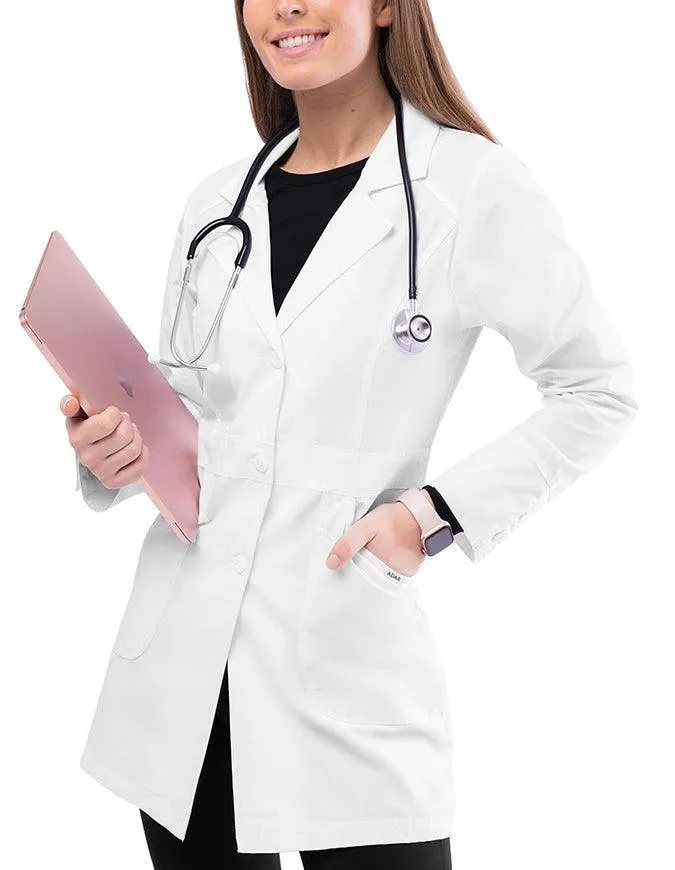 Adar 32 Inches Women's Multi Layered Pockets White Lab Coat