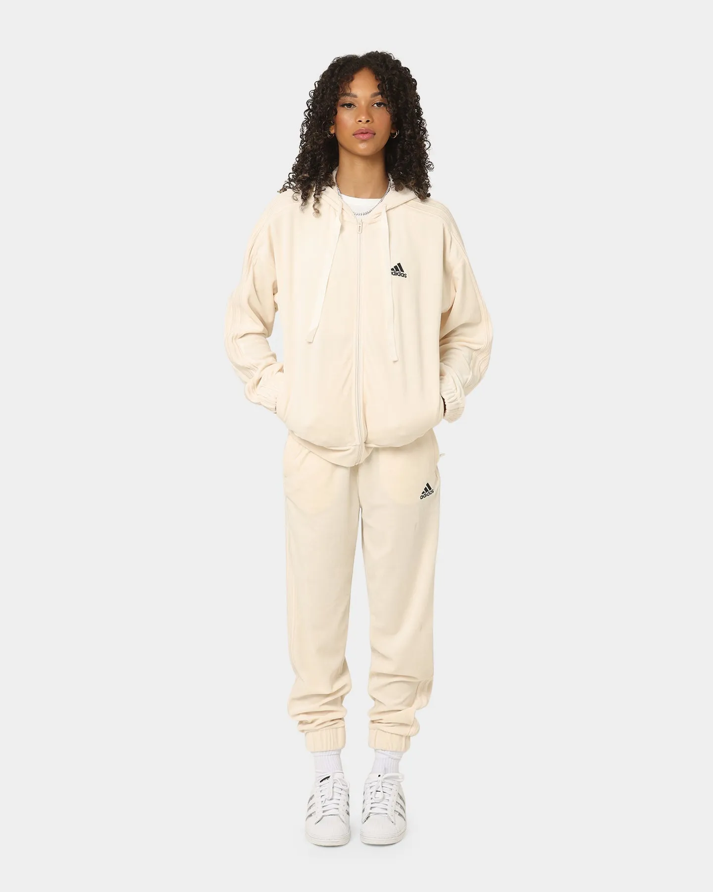 Adidas Women's Velour Jacket Wonder White