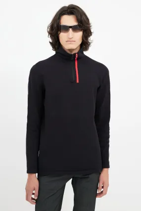 Black Linea Rossa Zip Logo Turtleneck
