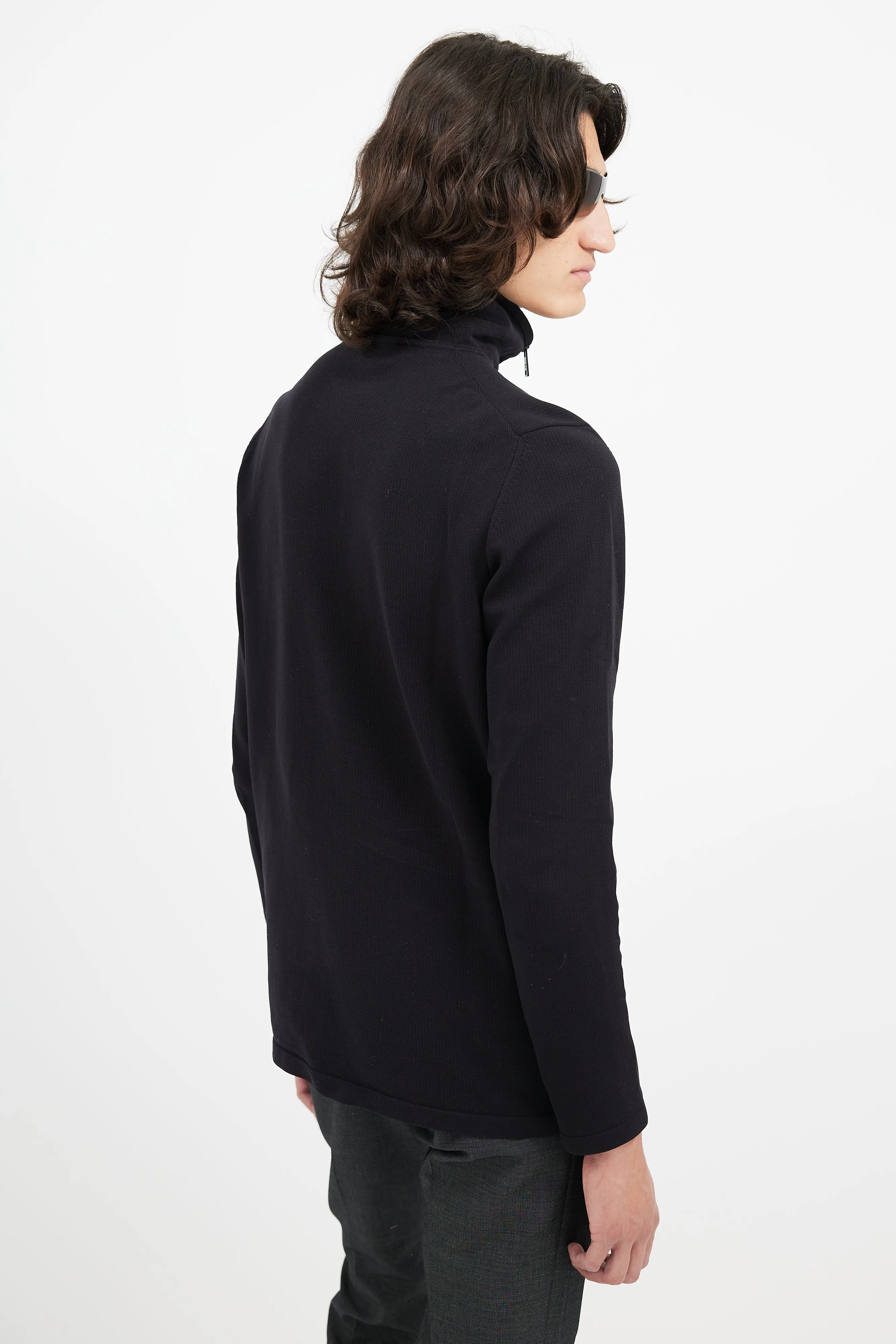 Black Linea Rossa Zip Logo Turtleneck