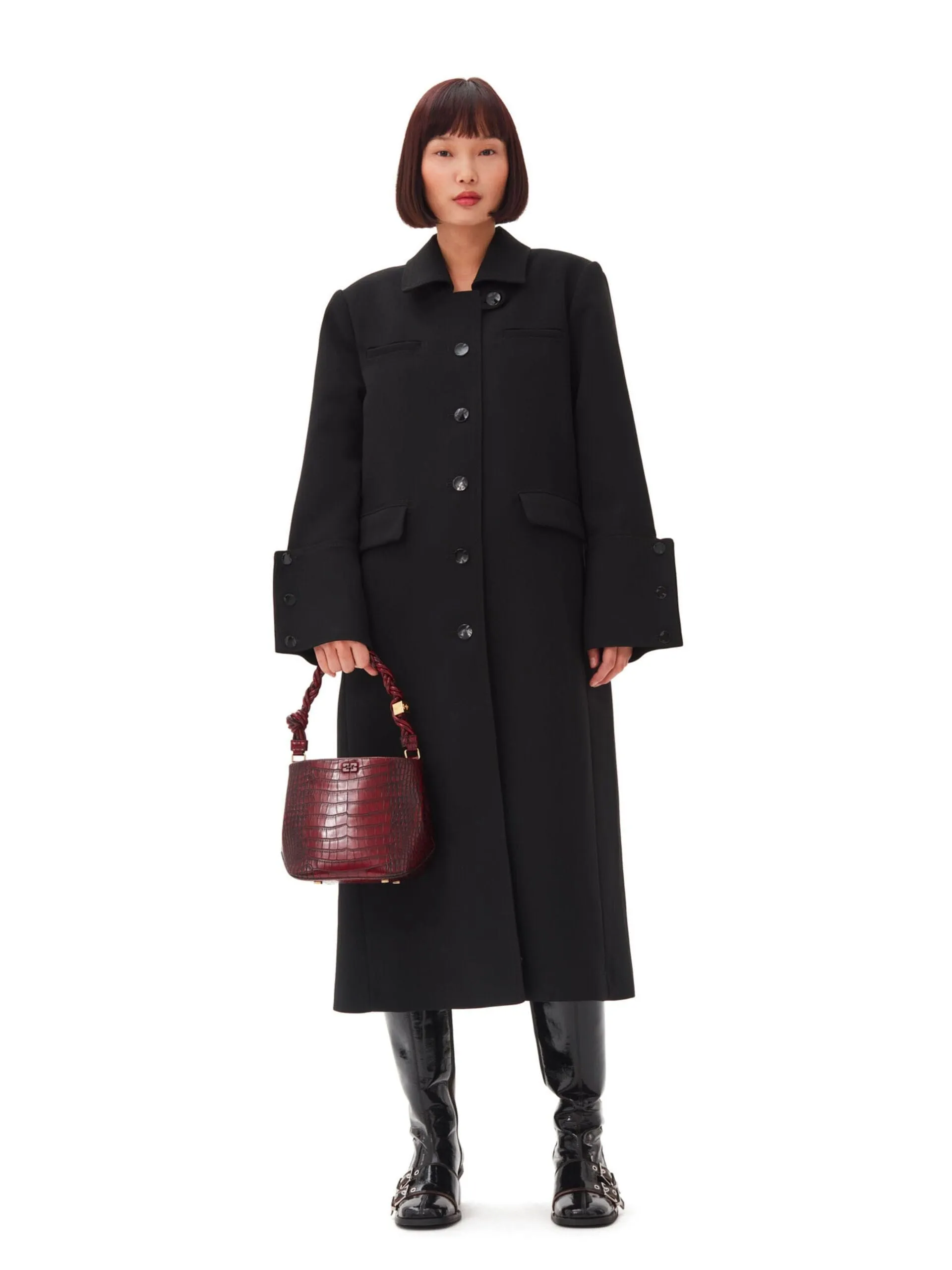 Bonded Crepe Coat / Black