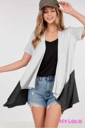 Color Block Cardigan (Ash Oatmeal/ Charcoal)