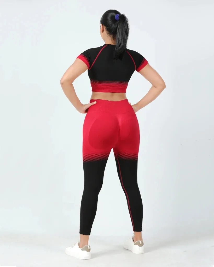 DynamicDuo 2-Tone Crop Top Red & Black - Seamless