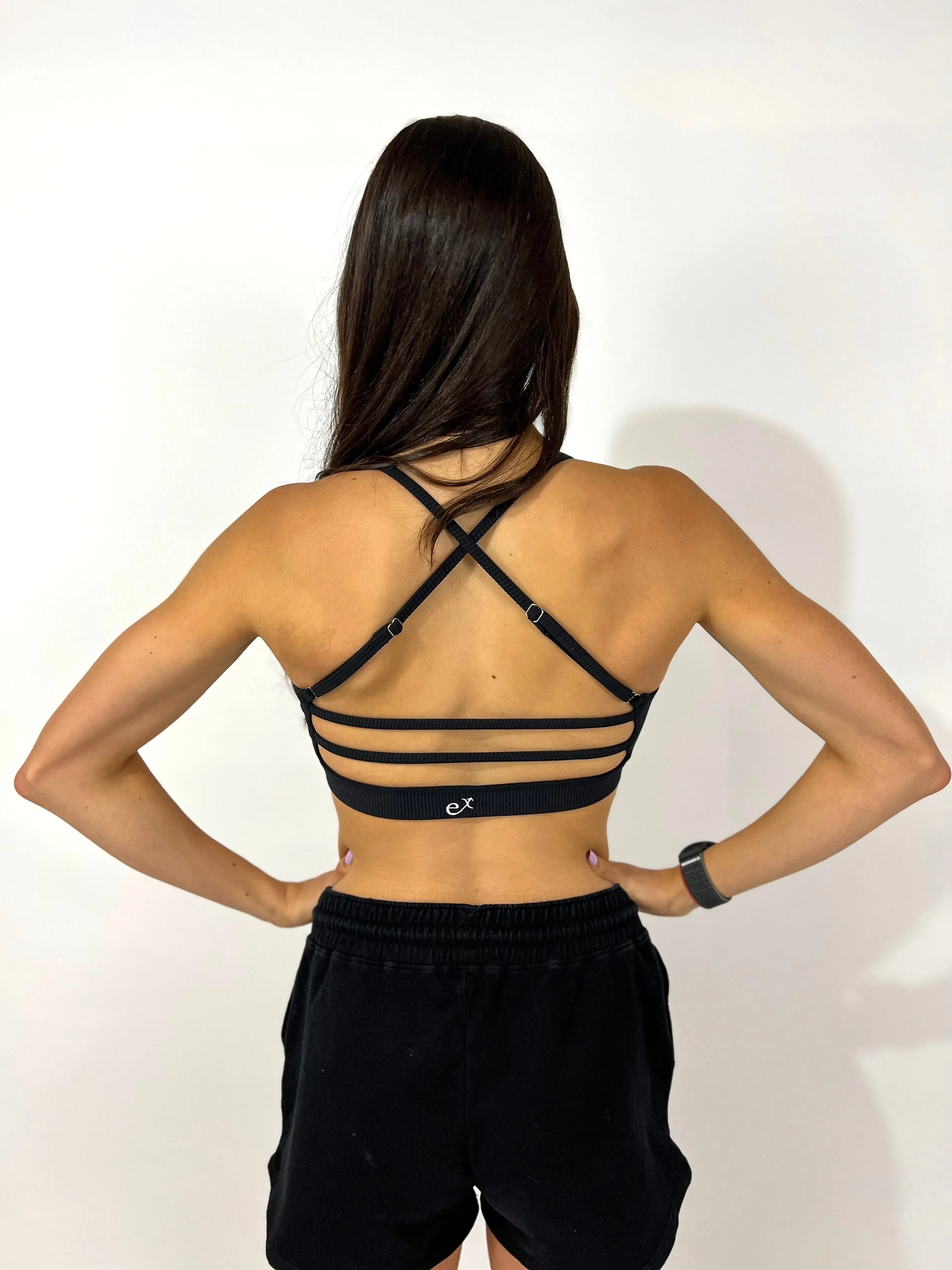 Freestyle Ribbed Sports Bra- Midnight Black
