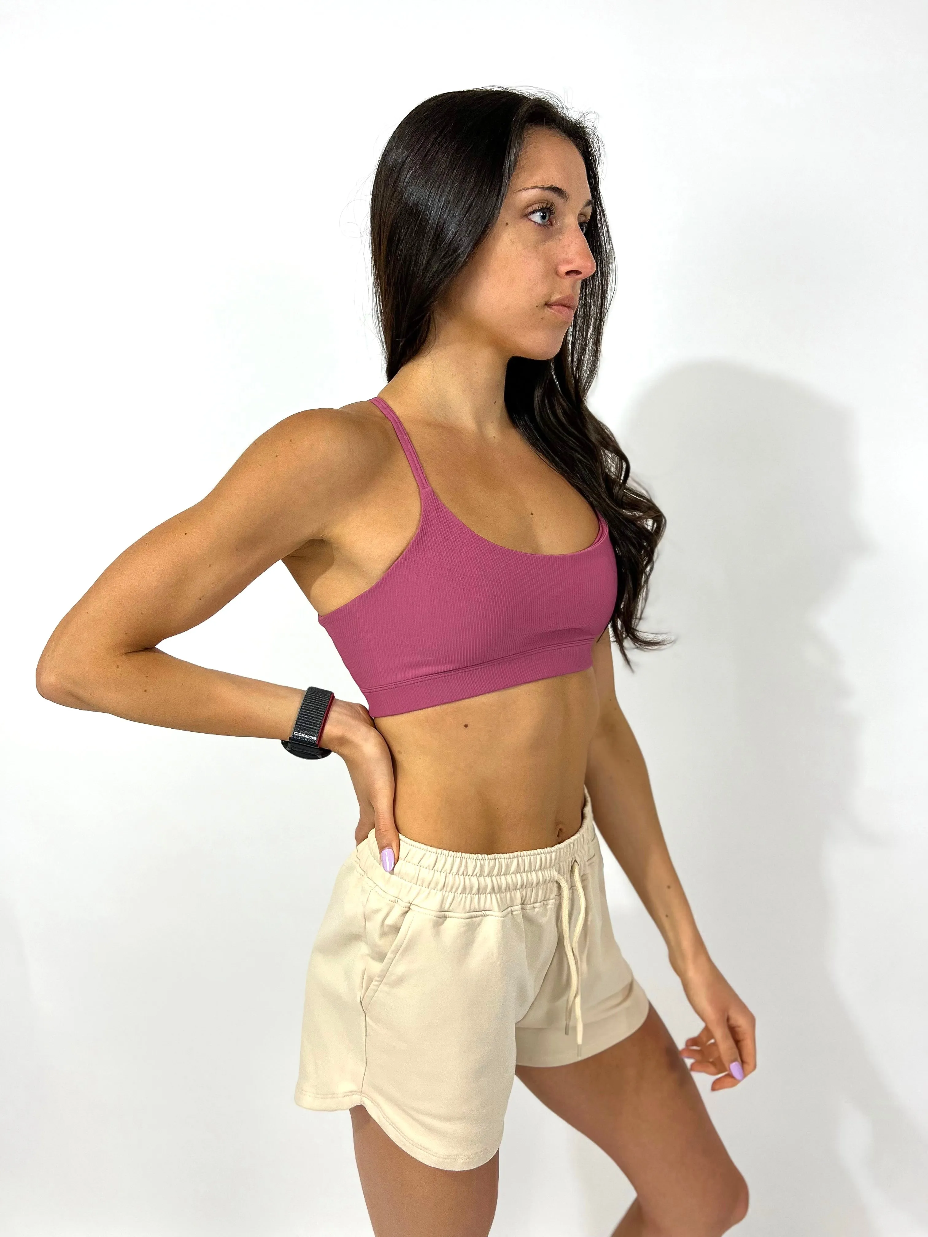 Freestyle Ribbed Sports Bra- Rose Gold