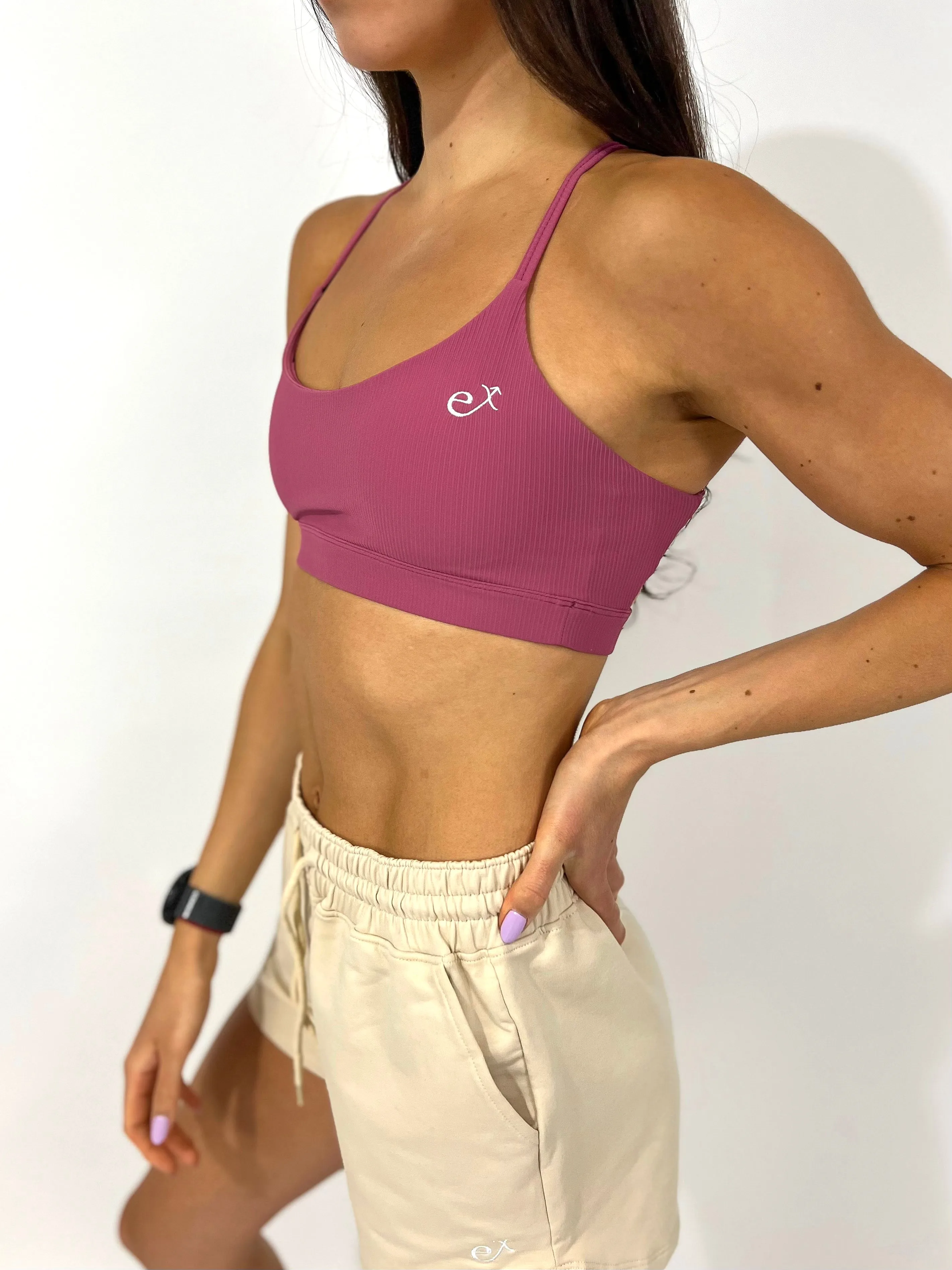 Freestyle Ribbed Sports Bra- Rose Gold