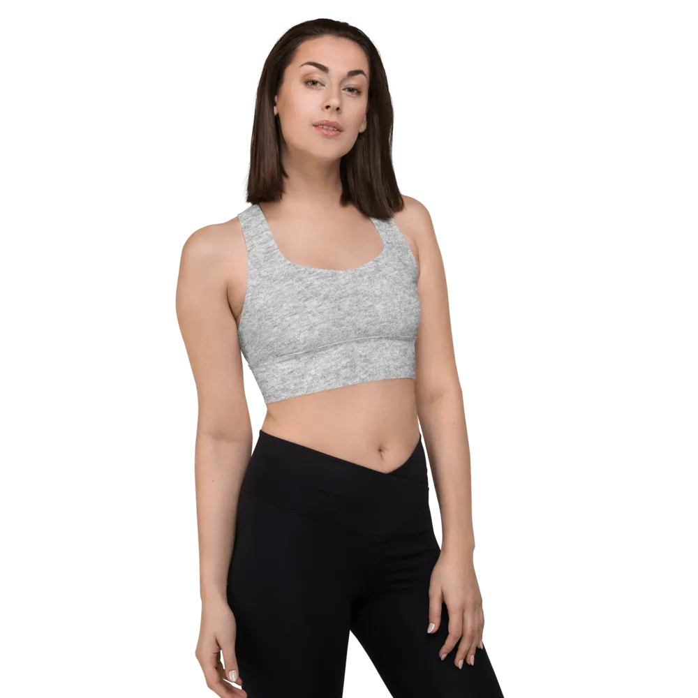 FYD Long-Line Sports Bra in light heather grey
