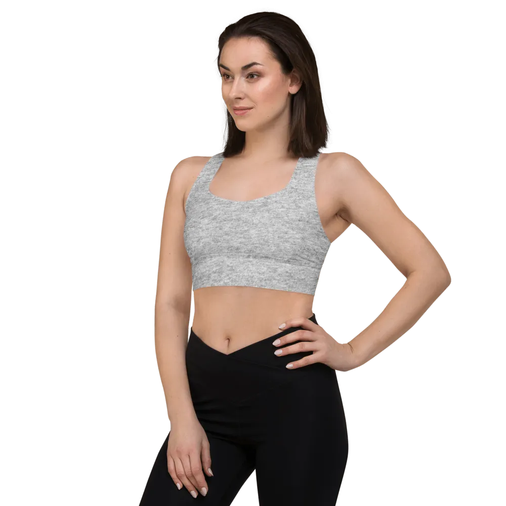 FYD Long-Line Sports Bra in light heather grey