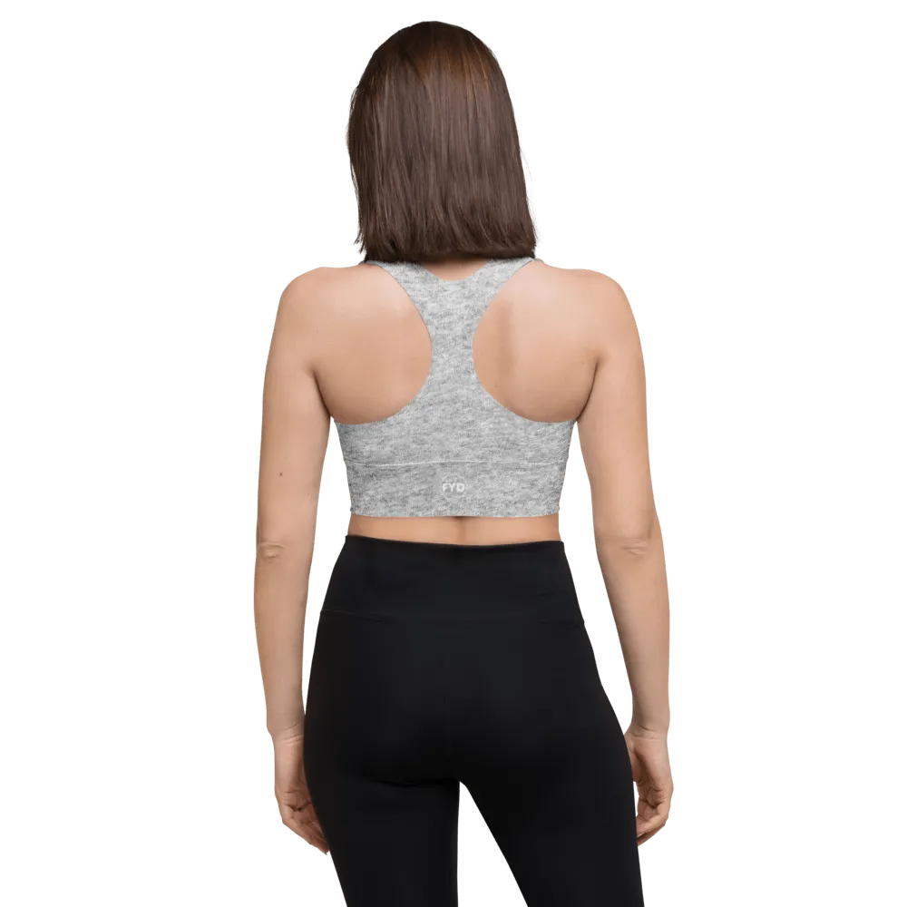 FYD Long-Line Sports Bra in light heather grey