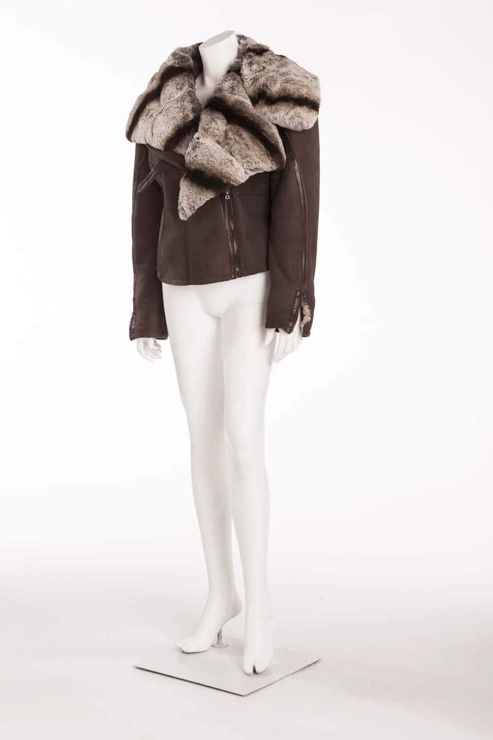 Gianfrano Ferre - Brown Suede Jacket with Fur Collar - IT 42