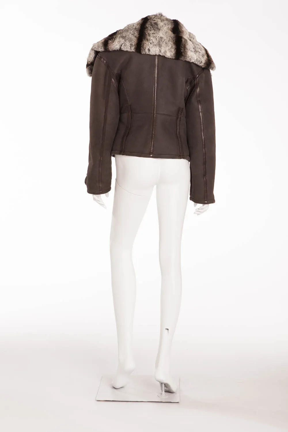 Gianfrano Ferre - Brown Suede Jacket with Fur Collar - IT 42