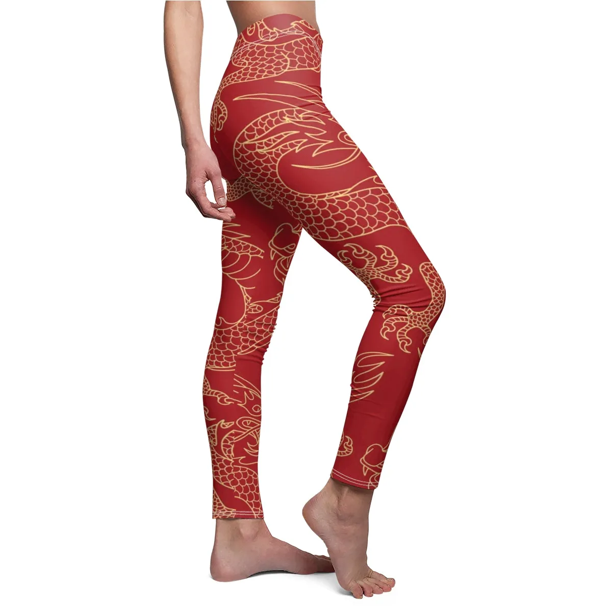 Gold & Red Dragon Women's Leggings