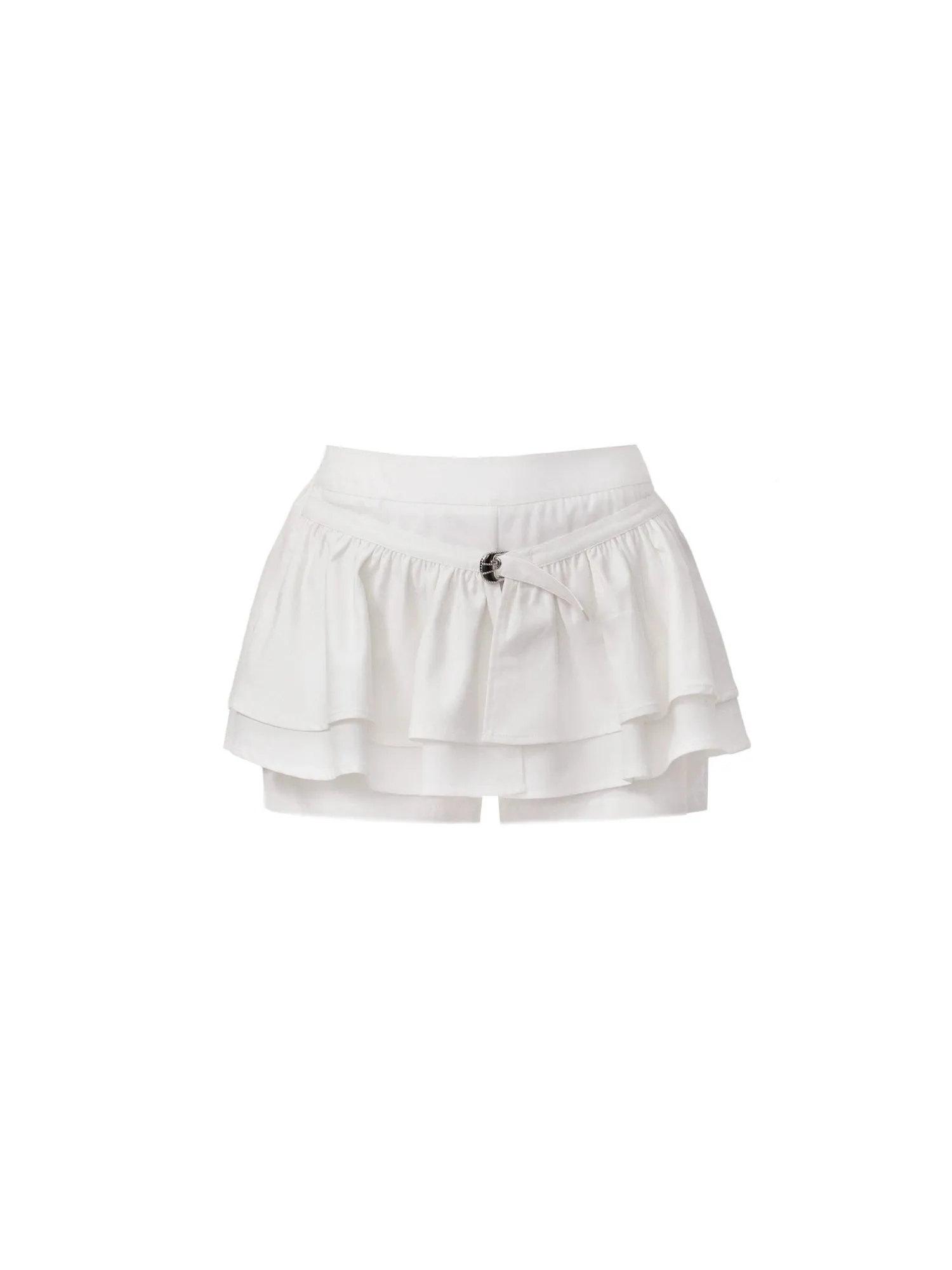 Hollow Lace Camisole＆ Embroidered Shirt & Layered Frill Culottes