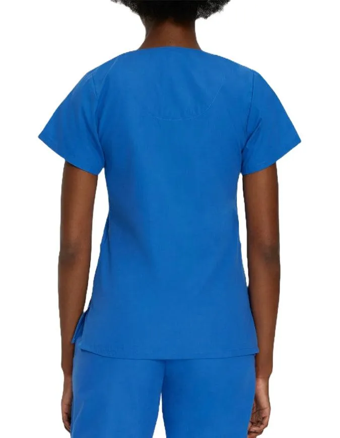 Landau Women's V-Neck Snap Front Solid Nurse Scrub Top