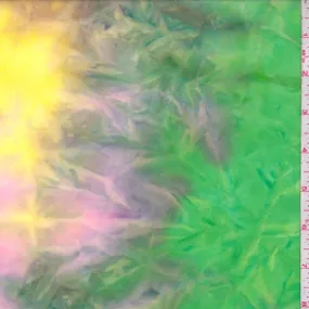 Lime/Neon Pink/Yellow Tie Dye Double Brushed Jersey Knit Fabric