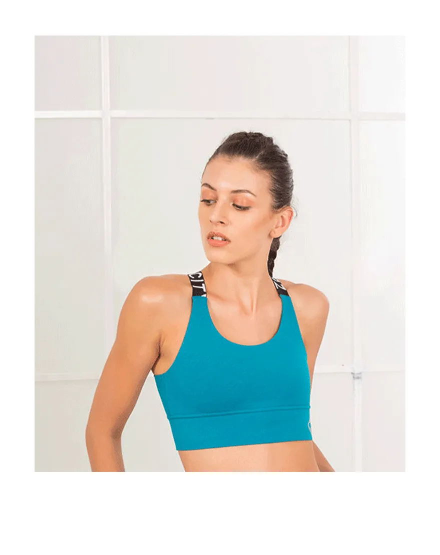 Losha Workout Crop Top Bra-Peacock Blue