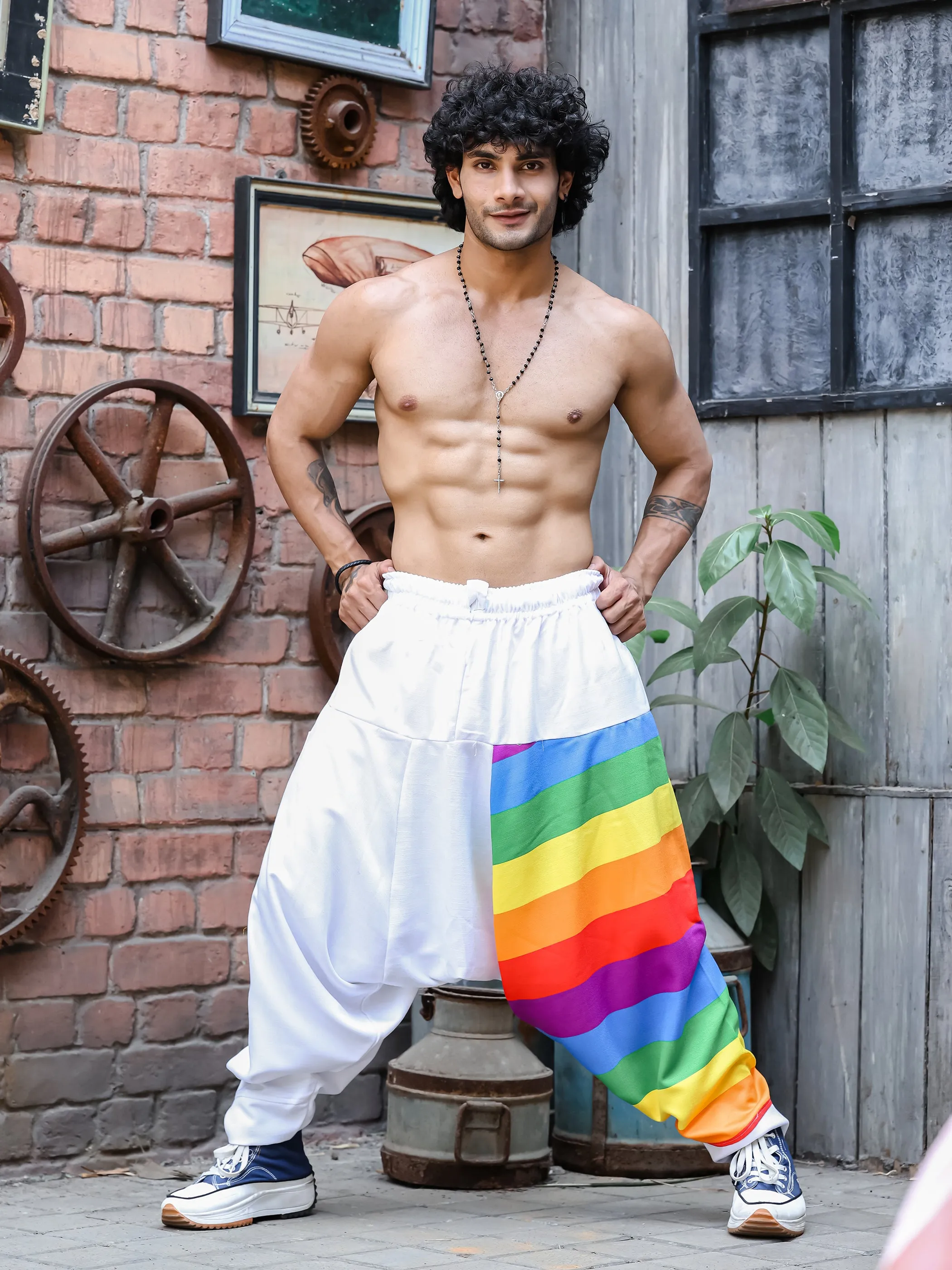 Men's Multicolored Rainbow Print Harem Pants For Travel Dance Yoga