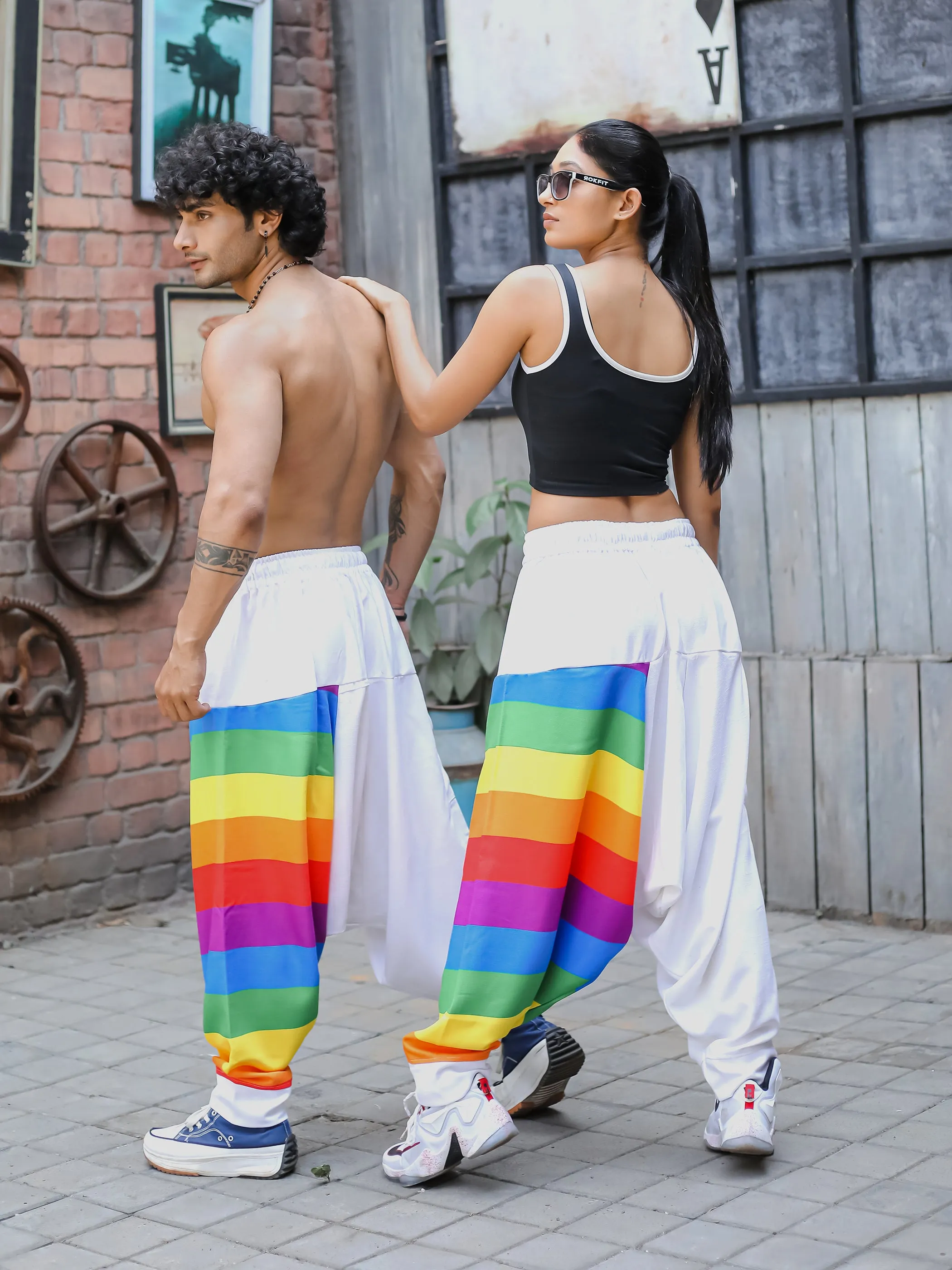 Men's Multicolored Rainbow Print Harem Pants For Travel Dance Yoga