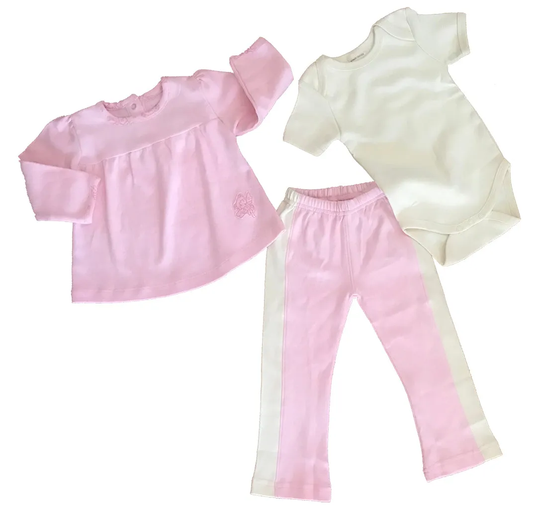 Organic Cotton Pink Yoga Pant, Swing Top and Bodysuit 6-12M