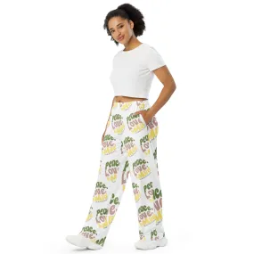 Peace Love & Mud Yoga Pants "No Mud No Lotus" All-over print unisex wide-leg pants
