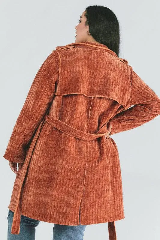 Plus Size Solid Long Sleeve Coats