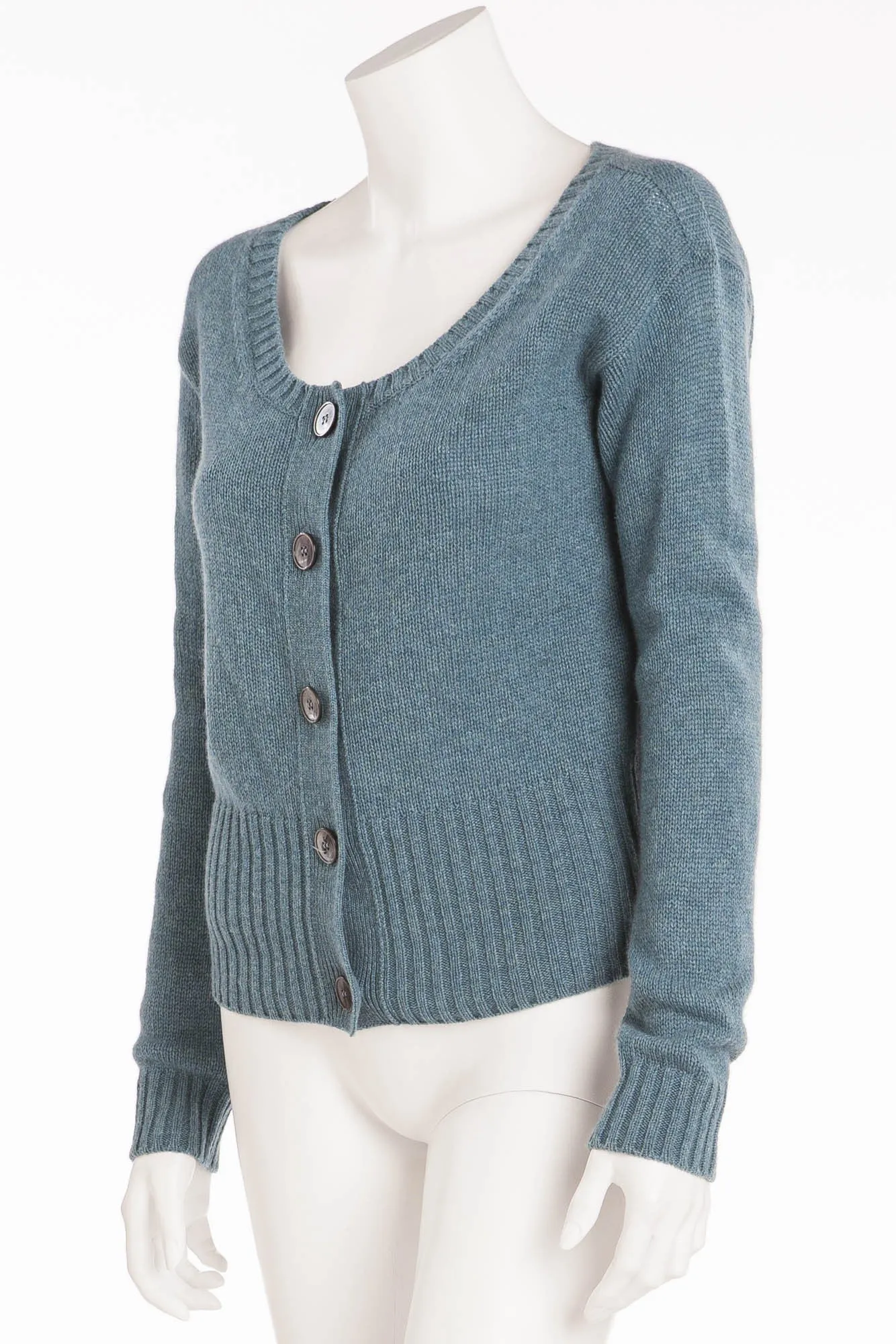 Prada - Brand New Long Sleeve Blue Button Up Cardigan - IT 40
