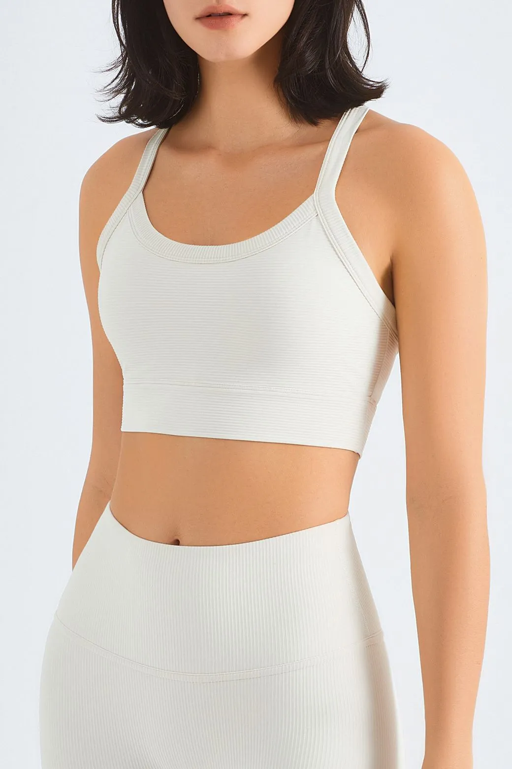 Rib-Knit Crossover Sports Bra