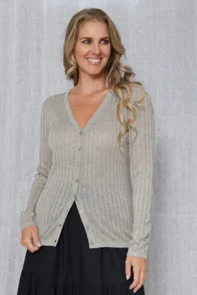 Stella   Gemma - Beverly Cardigan - Mushroom Lurex