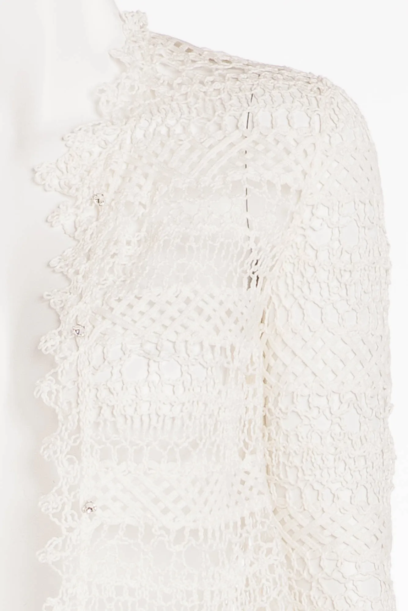 Valentino - White Crochet Lace 3/4 Sleeve Button Up Jacket - IT 42