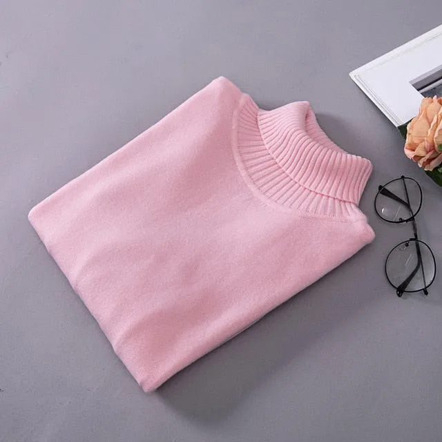 VenusFox Knitted Elastic long-sleeved Turtleneck sweaters
