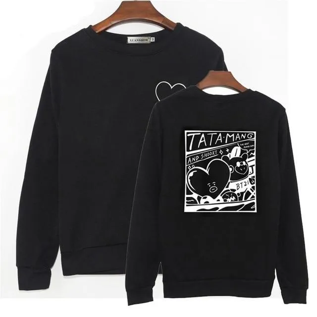VenusFox Unsiex O-Neck Fleece Sweatshirt Harajuku Kpop BTS Fans Club Fashion