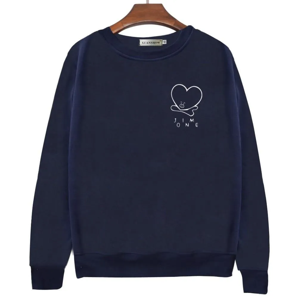 VenusFox Unsiex O-Neck Fleece Sweatshirt Harajuku Kpop BTS Fans Club Fashion