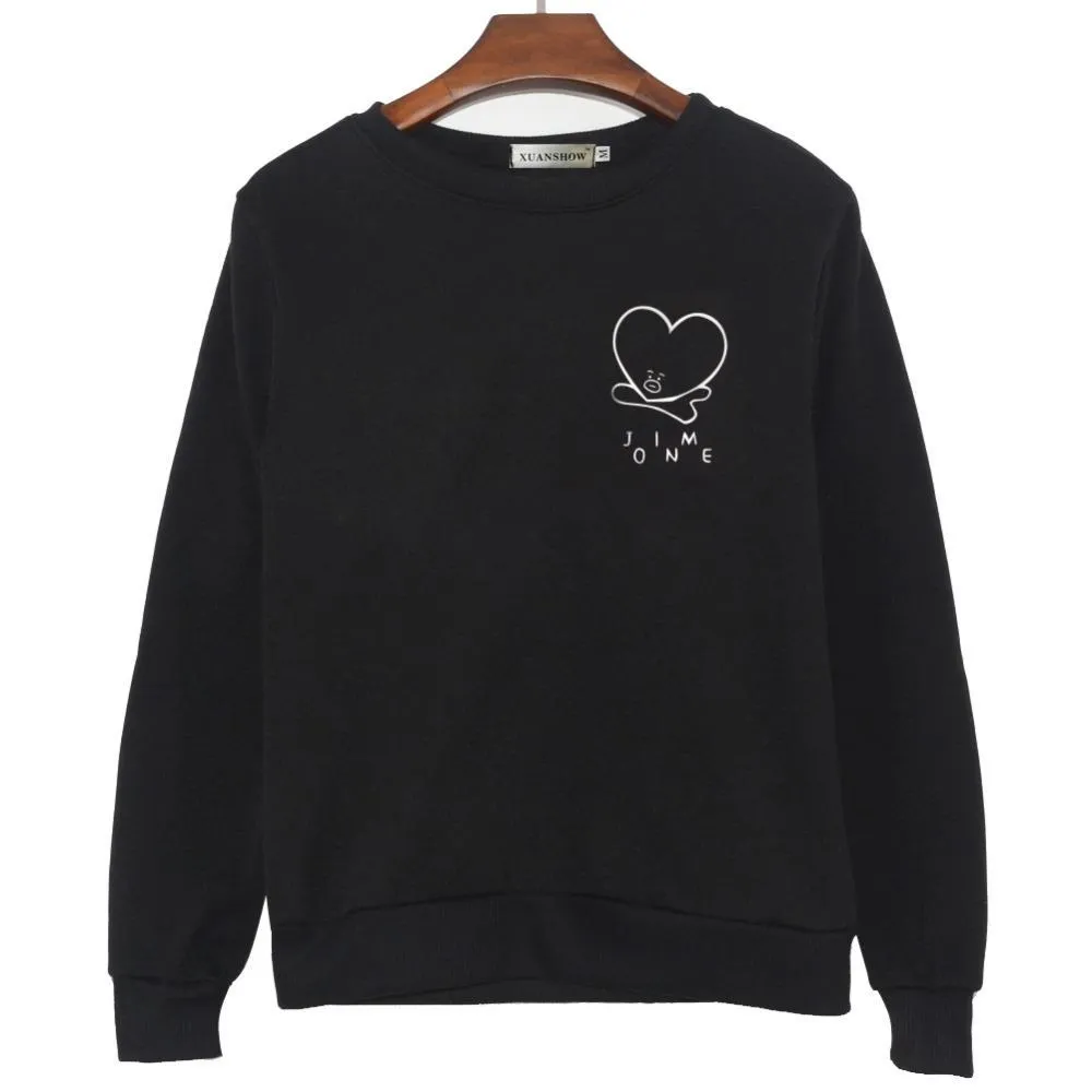 VenusFox Unsiex O-Neck Fleece Sweatshirt Harajuku Kpop BTS Fans Club Fashion