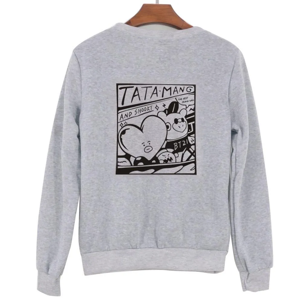 VenusFox Unsiex O-Neck Fleece Sweatshirt Harajuku Kpop BTS Fans Club Fashion