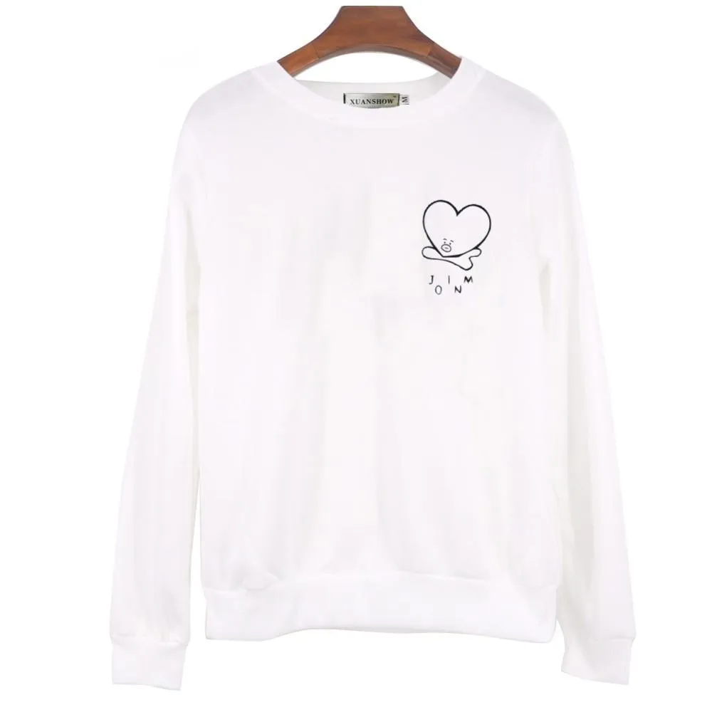 VenusFox Unsiex O-Neck Fleece Sweatshirt Harajuku Kpop BTS Fans Club Fashion