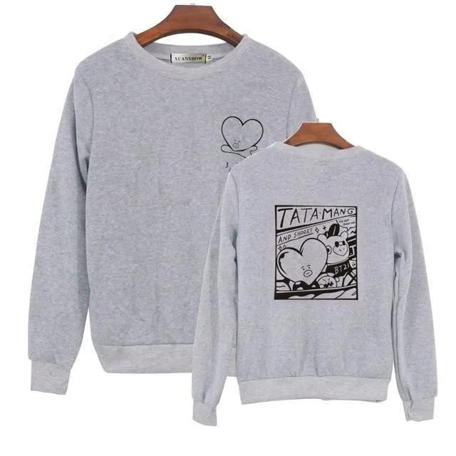 VenusFox Unsiex O-Neck Fleece Sweatshirt Harajuku Kpop BTS Fans Club Fashion