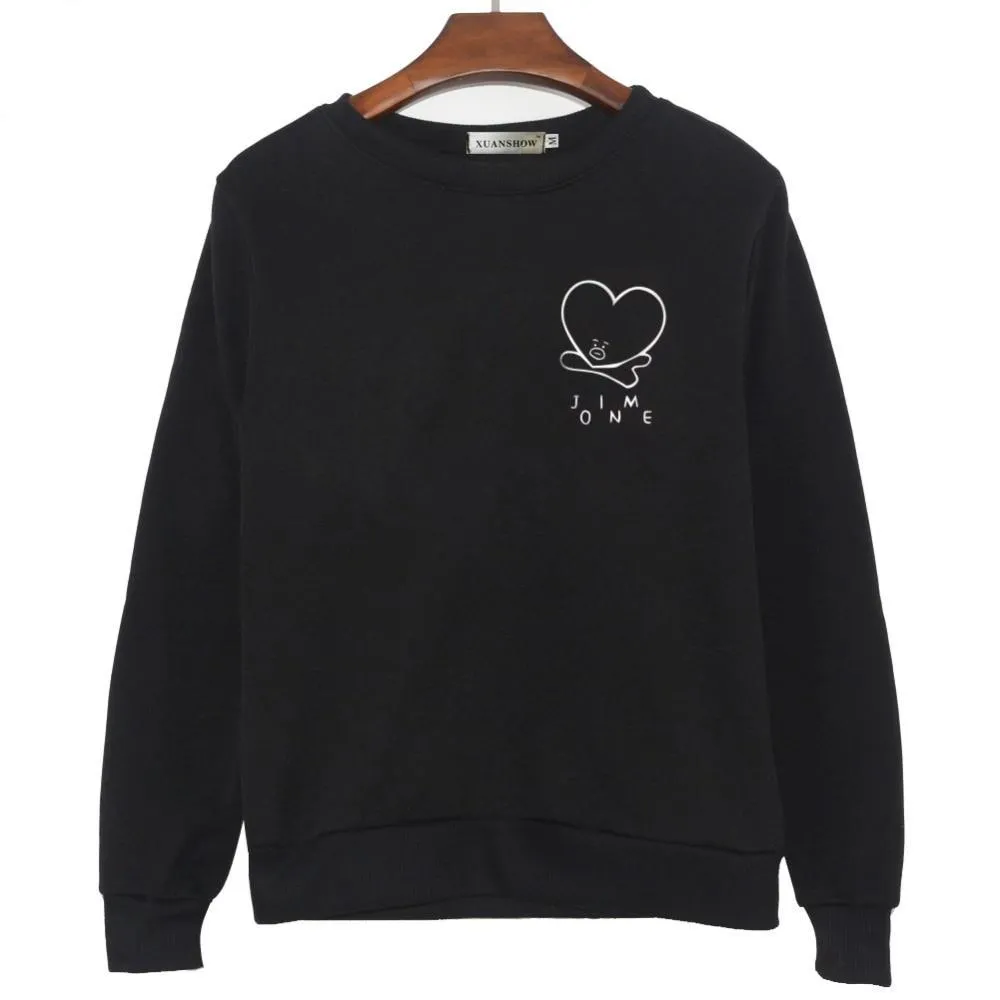 VenusFox Unsiex O-Neck Fleece Sweatshirt Harajuku Kpop BTS Fans Club Fashion