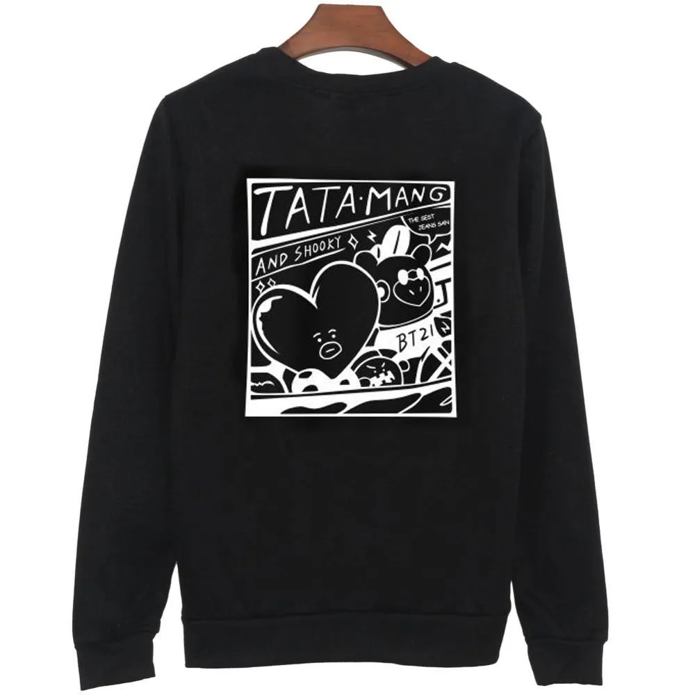 VenusFox Unsiex O-Neck Fleece Sweatshirt Harajuku Kpop BTS Fans Club Fashion
