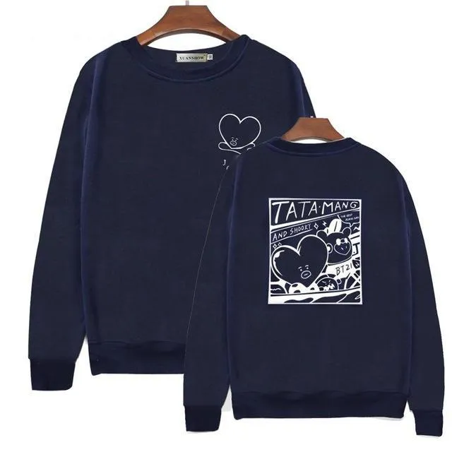 VenusFox Unsiex O-Neck Fleece Sweatshirt Harajuku Kpop BTS Fans Club Fashion