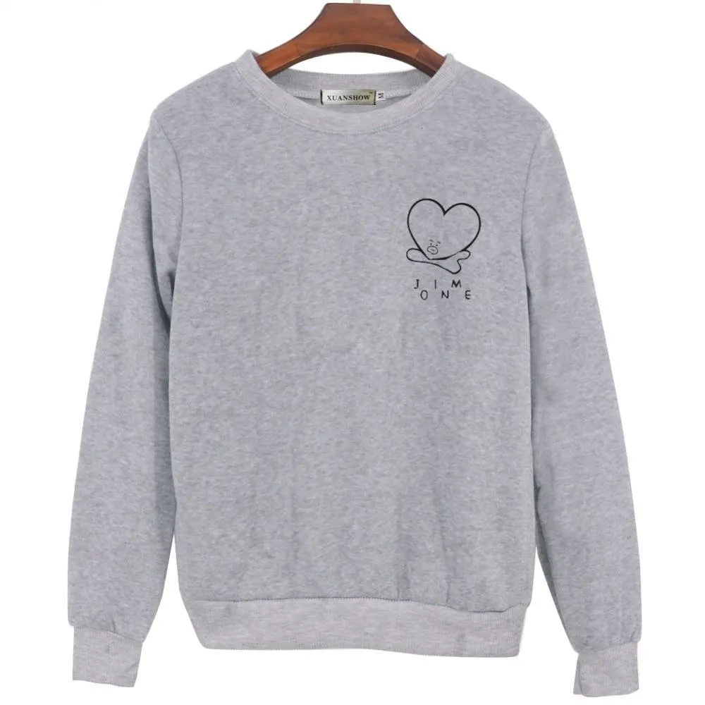 VenusFox Unsiex O-Neck Fleece Sweatshirt Harajuku Kpop BTS Fans Club Fashion