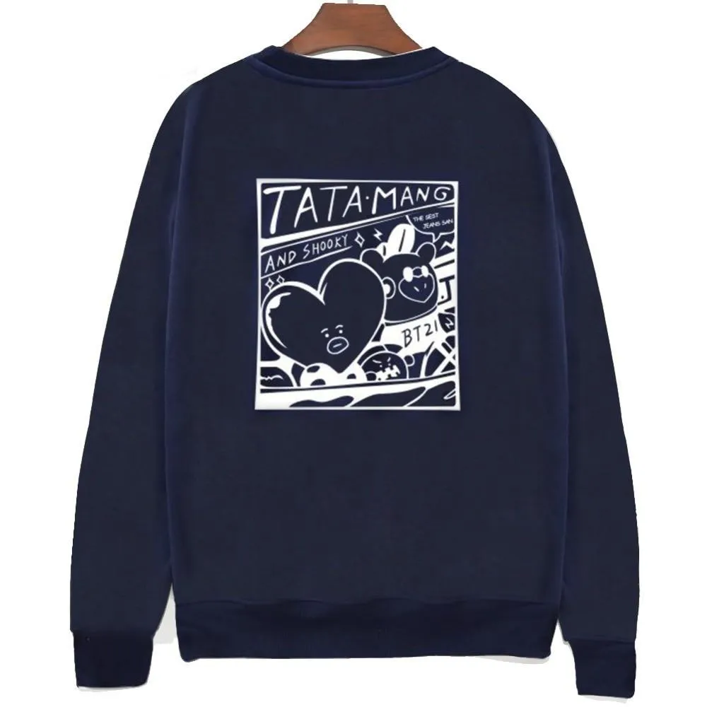 VenusFox Unsiex O-Neck Fleece Sweatshirt Harajuku Kpop BTS Fans Club Fashion