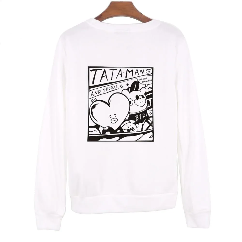 VenusFox Unsiex O-Neck Fleece Sweatshirt Harajuku Kpop BTS Fans Club Fashion
