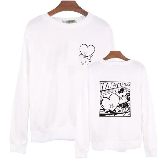 VenusFox Unsiex O-Neck Fleece Sweatshirt Harajuku Kpop BTS Fans Club Fashion