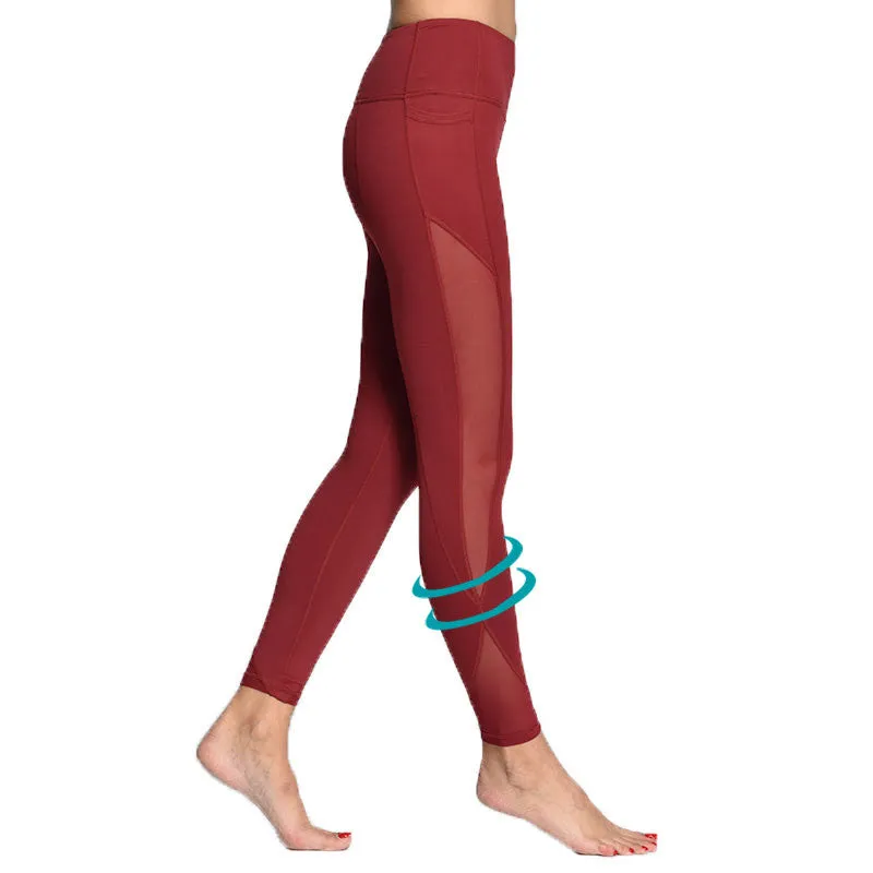 Women Yoga Compression Pants Mesh Leggings Pants Workout Gym Jogging
