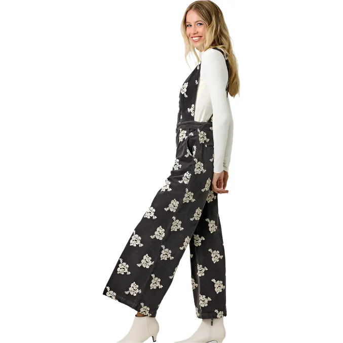 Women's Corduroy Floral Jumpsuit