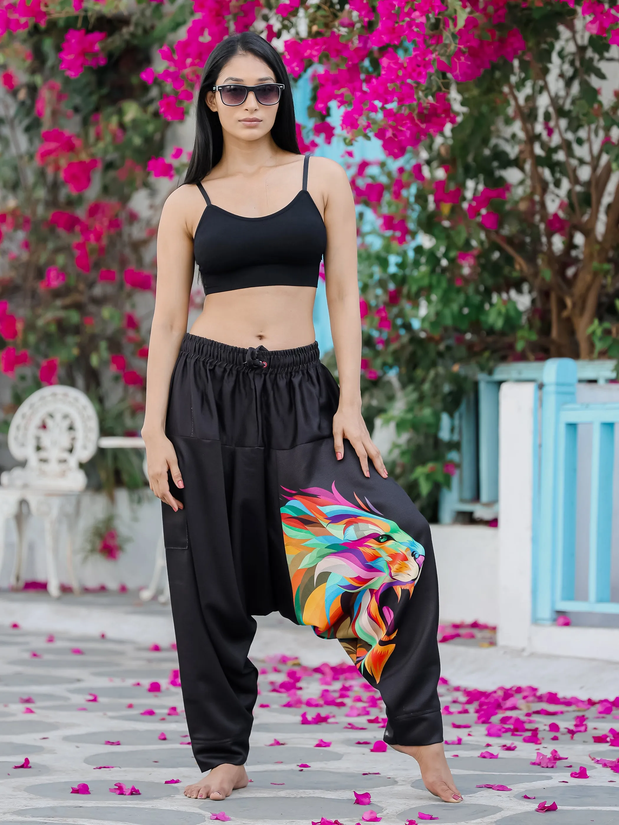 Women's Lion Print Baggy Aladdin Harem Pants For Travel Dance Yoga