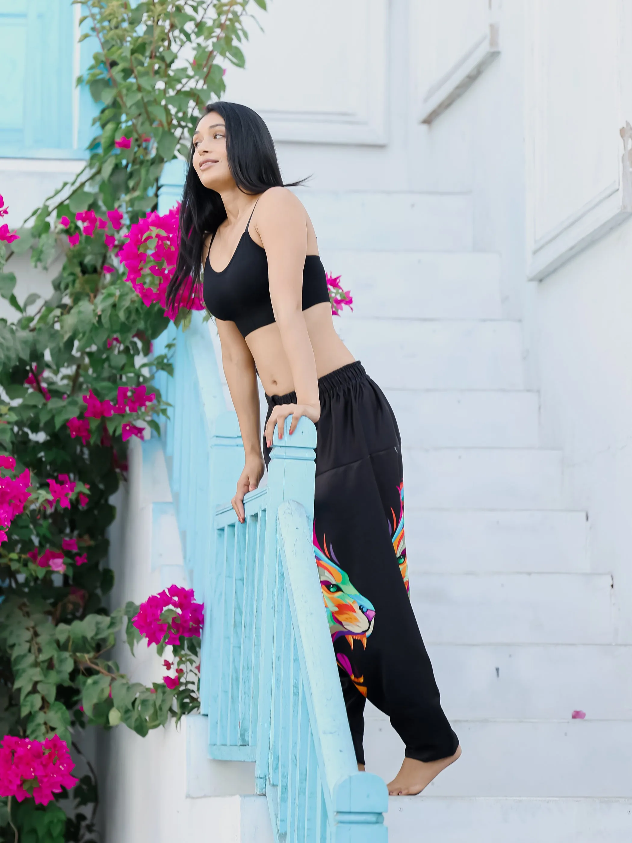 Women's Lion Print Baggy Aladdin Harem Pants For Travel Dance Yoga