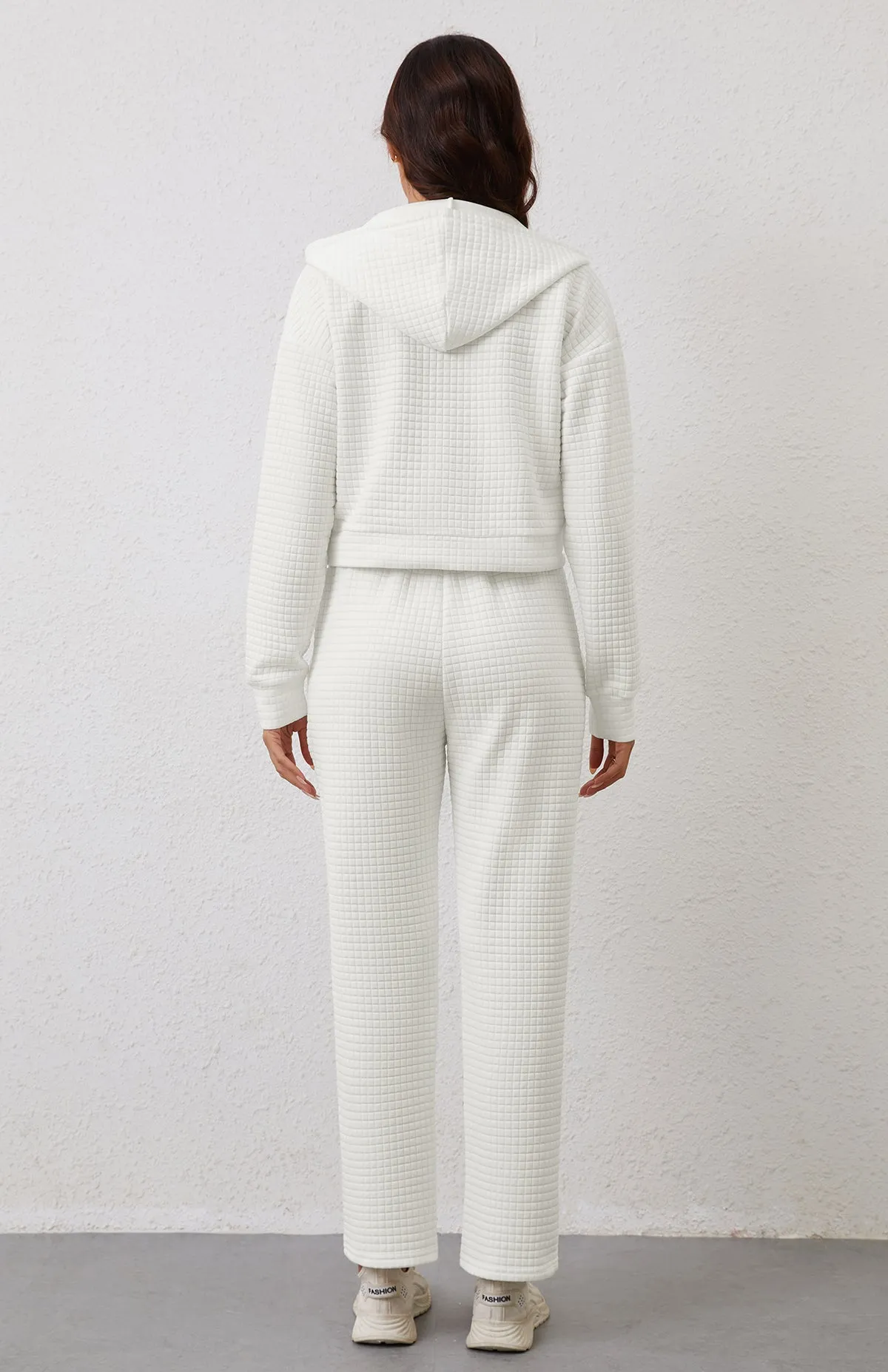 Womens Tracksuits 2 Piece Outfits Zip Up Cropped Hoodie Sweatshirt Drawstring Sweatpants Lounge Set with Pockets